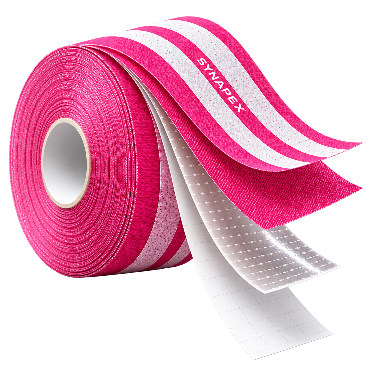 Pink pre-cut tape roll with white stripes